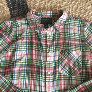 JCrew plaid flannel button down blouse